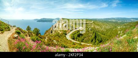 Route de Cretes, Cassis, Frankreich Stockfoto