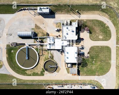Luftaufnahme der Wasseraufbereitungsanlage Stockfoto