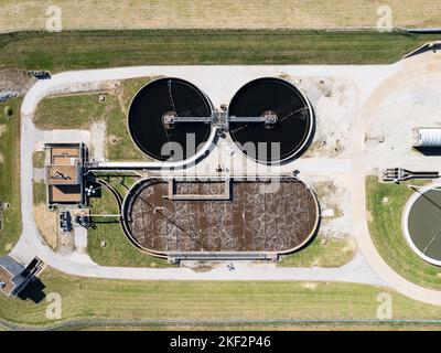 Luftaufnahme der Wasseraufbereitungsanlage Stockfoto
