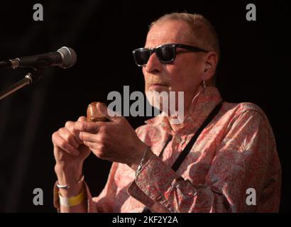 Nik Turner tritt mit Space Ritual beim Weyfest, 2011, auf Stockfoto