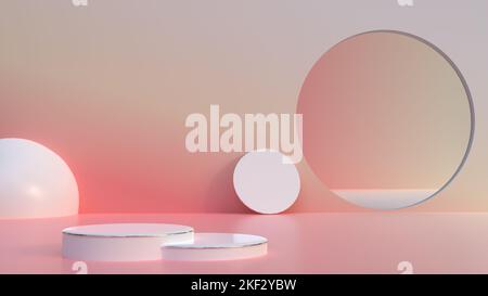 Abstract pink Konzept Design für Hautpflege Produkt Schaufenster oder Schönheit Produkt Präsentation 3D Illustration Design, helle kosmetische Produkt Schaufenster lu Stockfoto