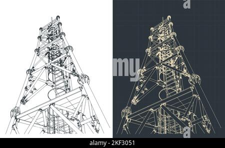 Stilisierte Vektordarstellung von Plänen für Telekommunikationsturm Stock Vektor