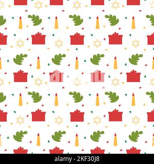 Set von Happy Kwanzaa Holiday African nahtlose Muster-Design mit Festival-Stil-Element auf Vorlage Hand gezeichnet Cartoon flache Illustration Stock Vektor