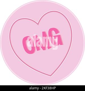 Love Heart Sweet Candy - OMG Nachrichtenvektor Illustration Stock Vektor