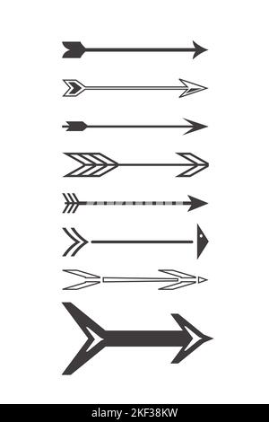 Große schwarze Pfeile setzen Symbole. Pfeilvektorensammlung Stock Vektor