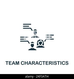 Symbol „Teameigenschaften“. Monochromes, einfaches Projektmanagement-Symbol für Vorlagen, Webdesign und Infografiken Stock Vektor