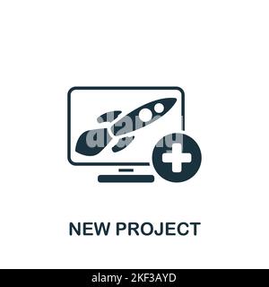 Symbol „Neues Projekt“. Monochromes, einfaches Projektmanagement-Symbol für Vorlagen, Webdesign und Infografiken Stock Vektor