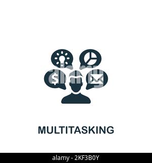 Multitasking-Symbol. Monochromes, einfaches Projektmanagement-Symbol für Vorlagen, Webdesign und Infografiken Stock Vektor