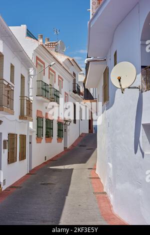 Frigiliana - die schöne Altstadt von Andalusien. Die schöne Altstadt von Frigiliana, Andalusien, Spanien. Stockfoto