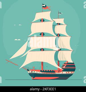 Eine Illustration eines Segelschiffs Stock Vektor
