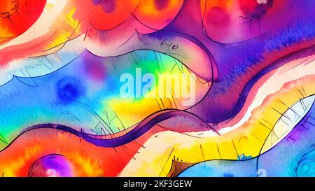 Abstraktes Aquarell Hintergrund, Buntes Muster. Stockfoto