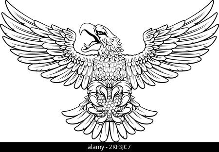Glatze Eagle Hawk Flying Golf Ball Claw Mascot Stock Vektor