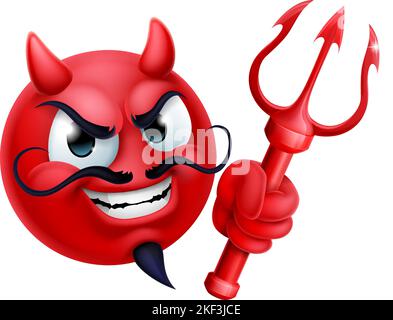 Teufel Emoji Emoticon Mann Gesicht Cartoon-Ikone Maskottchen Stock Vektor