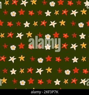 Handgezeichnete Vektor abstrakte Grafik Frohe Weihnachten und Happy New Year Clipart Illustrationen Gruß Verpackung nahtlose Muster mit Blumen und Blättern Stock Vektor