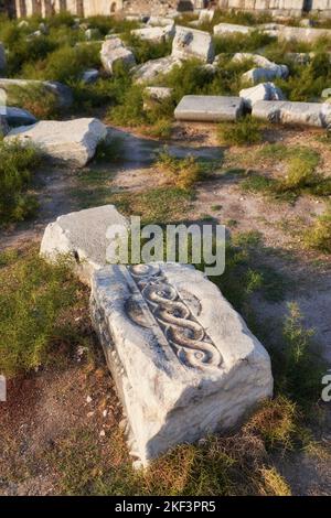 Amphitheater der antiken Stadt Milet, Türkei. Foto von Milet. Milet war eine antike griechische Stadt an der Westküste Anatoliens, in der Nähe der Mündung von Stockfoto