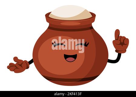 Fröhliche traditionelle Tontopf Cartoon-Figur für glückliche Pongal Ernte Festival Feier Stock Vektor