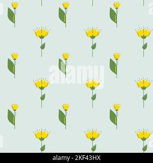 Florales Nahtloses Muster aus blühenden Wiesenpflanzen und Feldblumen. Stockfoto