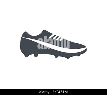 Fußballschuhe. Fußballschuhe oder Fußballschuhe auf weißem Hintergrund Logo-Design. Konzept von Sport, Wettbewerb, Sieg, Action, Bewegung, Überwinden. Stock Vektor