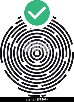 Sichere Autorisierung für Fingerabdruck-Scan. Datensicherungssymbol Stock Vektor