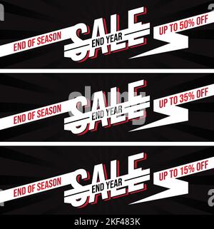 Set von End Year Sale Banner für Werbung. Vektorgrafik EPS.8 EPS.10 Stock Vektor