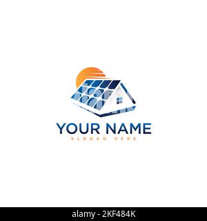 Solar-Home-Logo mit abstraktem Dach Solarpanel. Vektorgrafik EPS.8 EPS.10 Stock Vektor