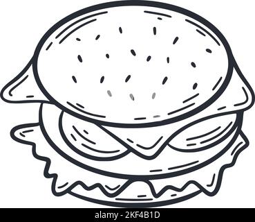 Hamburger Doodle Fast Food Illustration Stock Vektor