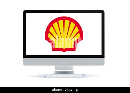 Das Logo der Firma Shell. Nur zur redaktionellen Veröffentlichung! Stockfoto