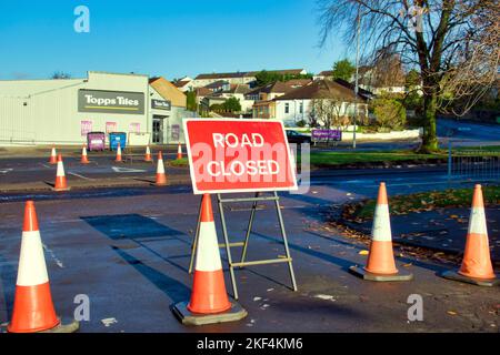 Straßenarbeiten an der A82 großen Westernkröte Glasgow, Schottland, Großbritannien Stockfoto