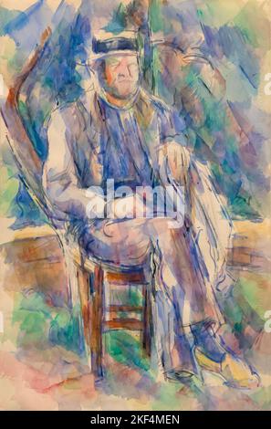 Mann mit Strohhut, Paul Cezanne, 1905-1906, Art Institute of Chicago, Illinois, USA Stockfoto