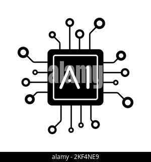 Symbol für KI-Prozessor-Chip für künstliche Intelligenz. Vektorgrafik Stock Vektor