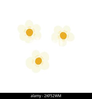 Set von kleinen niedlichen Kamille, Gänseblümchen. Bunte Vektor isoliert Doodle Illustration. Feld schöne Blume, Frühling und Sommer Symbol von Hand gezeichnet Stock Vektor