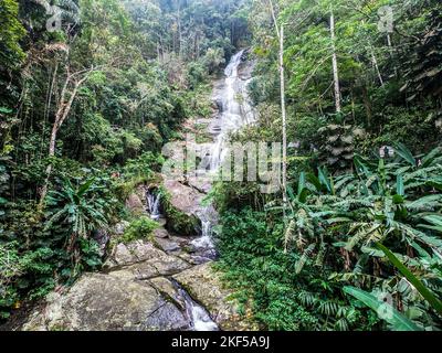 Taunay Wasserfall im Tijuca Nationalpark in Rio de Janeiro, Brasilien. Stockfoto