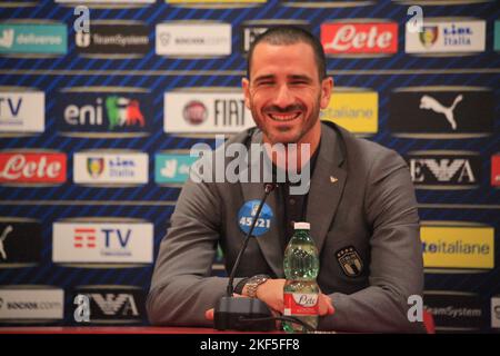 Tirana, Albanien. 16.. November 2022. Leonardo Bonucci aus Italien während der Pressekonferenz am Tag vor dem Freundschaftsspiel zwischen den Nationalmannschaften Albaniens und Italiens im Air Albania Stadium am 15. November 2022 in Tirana, Albanien. Foto Nderim Kaceli Kredit: Live Media Publishing Group/Alamy Live News Stockfoto