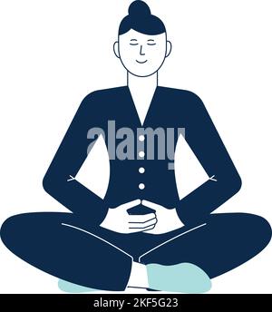 Frau in Yoga-Pose. Beruhigende Person. Symbol für Wohlbefinden Stock Vektor
