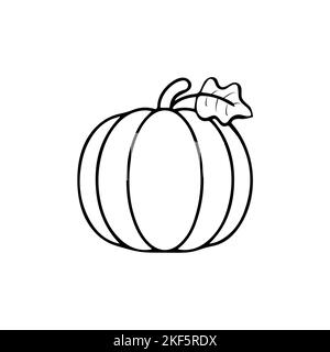 Kürbisse flaches Vektorsymbol isoliert auf Weiß. Handgezeichnete einfache Doodle Cliparts in einem trendigen Stil. Halloween-Thema Charakter. Für Menü, Logo, Banner Stock Vektor