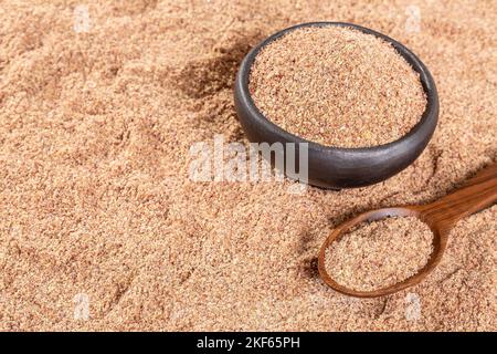 Sehr Gesunde Lebensmittel - Linum Usitatissimum Gemahlene Leinsamen Stockfoto