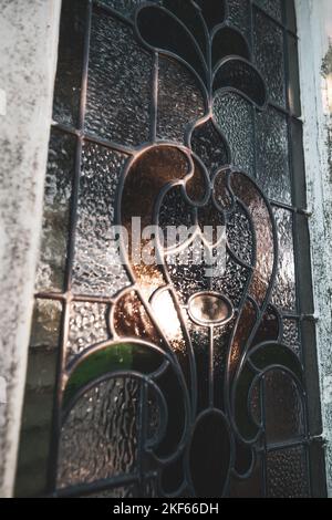 Ländlicher Garten Blick auf Farn und Gartenhaus mit Holzverkleidung. Stockfoto