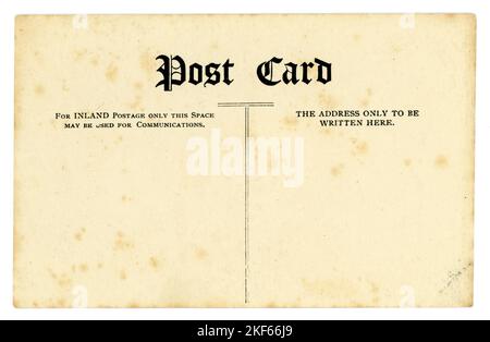 Rückseite der ursprünglichen Postkarte aus der Zeit WW1 mit gotischer Schrift, circa 1914, Großbritannien Stockfoto
