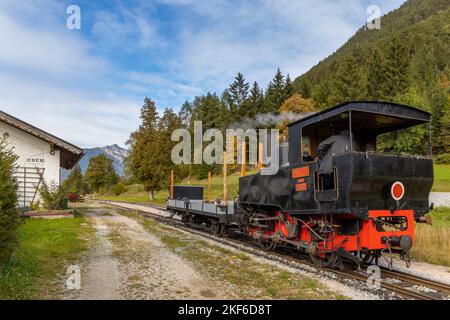 Historische Dampflokomotive, Achensee-Seenbahn, Tiro, Österreich Stockfoto