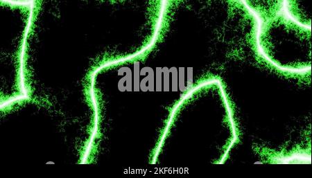 Grüne Wellen und Linien schwanken auf kreativen abstrakten Hintergrund mit 3D Rendering Illustration für Energie, Frequenz und Physik Konzepte Stockfoto