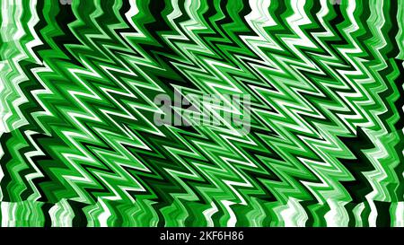 Zickzack-Linien aus grünen Fäden auf kreativem abstraktem Hintergrund mit 3D Rendering-Illustration für Dekorations-, Gewebe- und Musterkonzepte Stockfoto