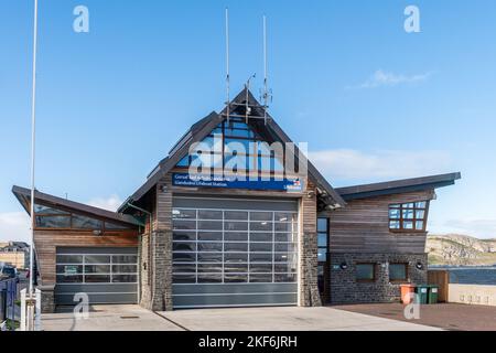 RNLI Rettungsboot Station in Llandudno, Nordwales, Großbritannien. Stockfoto
