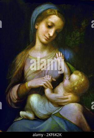 Madonna mit Kind (Madonna Campori) - Öl auf Tafel - von Antonio Allegri Correggio 1489-1543 Italien, Italienisch, Stockfoto