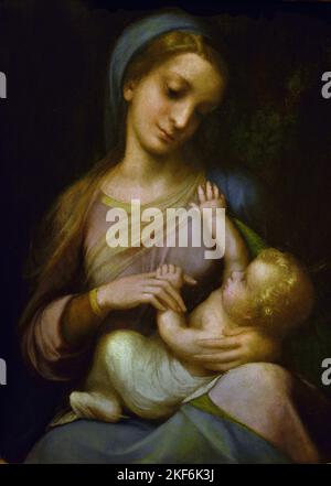 Madonna mit Kind (Madonna Campori) - Öl auf Tafel - von Antonio Allegri Correggio 1489-1543 Italien, Italienisch, Stockfoto