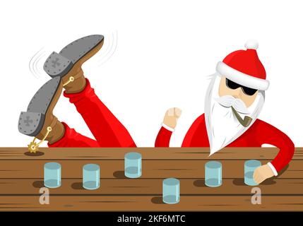 weihnachtsmann Cowboy an der Bar die Party Stock Vektor