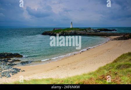 Strand und Little Lighthouse Llanddwyn Island Anglesey Stockfoto