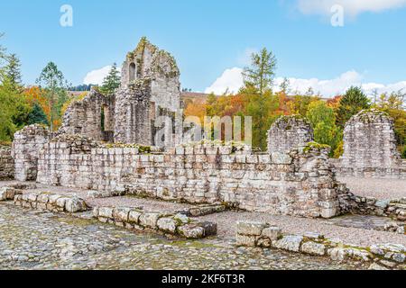 Die Ruinen von Kildrummy Castle aus dem 13.. Jahrhundert, Aberdeenshire, Schottland, Großbritannien Stockfoto