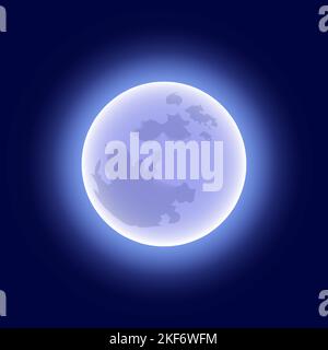 Vollmond-Cartoon-Style mit dunklem Himmel für Druck und Design. Vektordarstellung. Stock Vektor