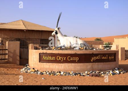 Arabische Oryxes (Oryx leucoryx) Statue im oman Stockfoto