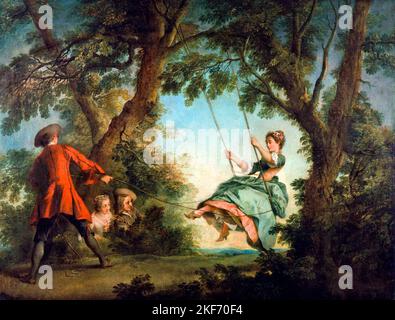 The Swing des französischen Künstlers Nicolas Lancret (1690-1743), Öl auf Leinwand, c. 1730-35 Stockfoto